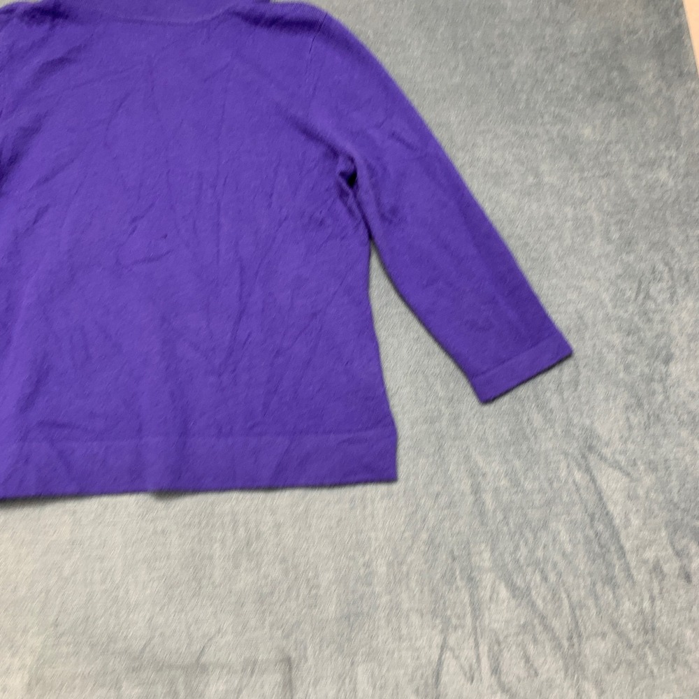 Jones New York Sweater Womens Petite Large Purple Tight Knit Mock Neck Pullover - Picture 6 of 16